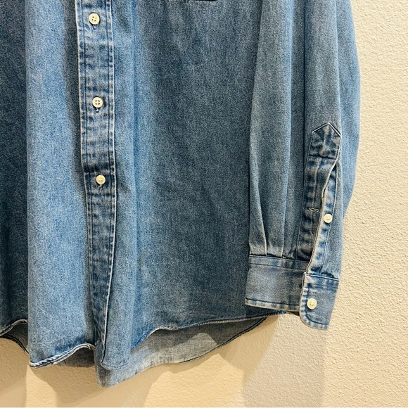 Ralph Lauren 90s vintage stone washed blue long sleeve vet button down Big Shirt - Picture 5 of 12